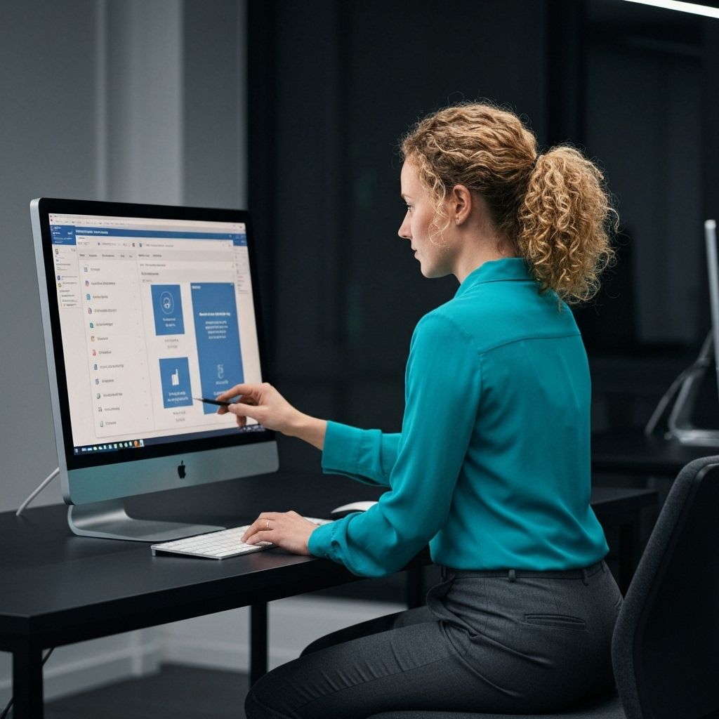 مستشار تقنية معلومات يقوم بإعداد برنامج محاسبة