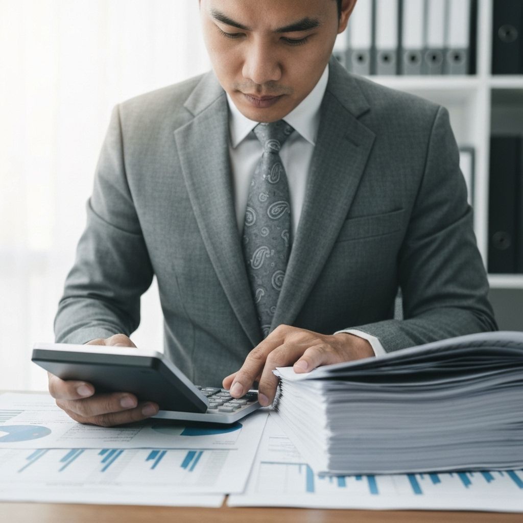 محاسب محترف يعمل على التقارير المالية